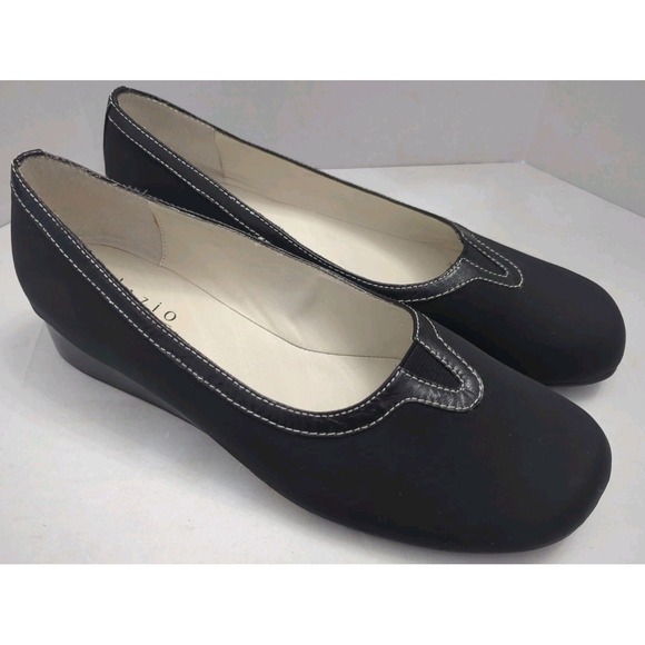 Lazio Collezione Shoes - Lazio Collezione Dress Shoes Mini Wedge Janet Black Slip On Round Toe Size 7.5M